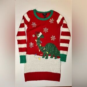 Ugly Christmas Dinosaur Christmas Tunic Sweater Sz Small